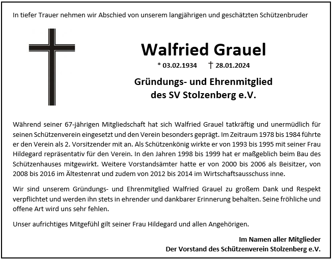 Walfried Grauel Nachruf